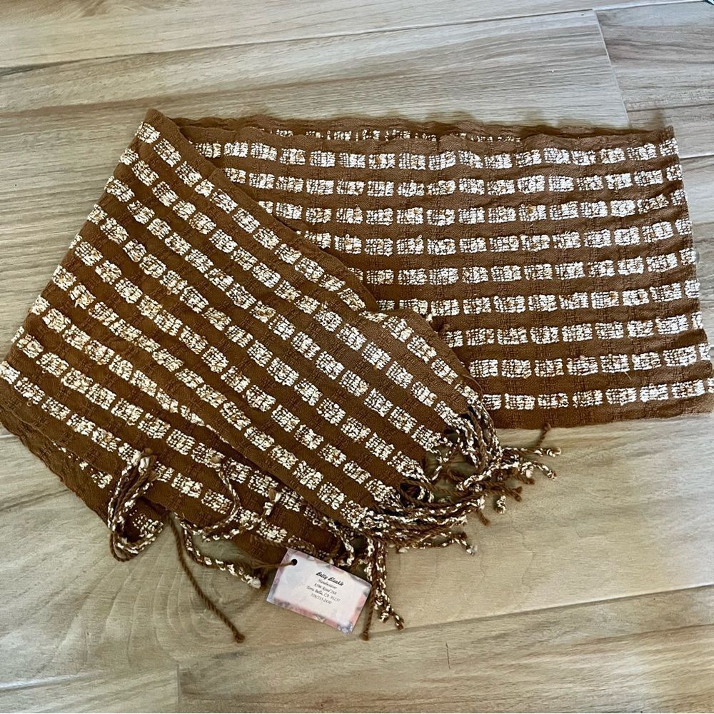 BETTY BLUEKLE Hand Woven Scarf with Fringe Edge